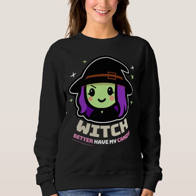 Spooky Kawaii Hexe Halloween FrauenSweatshirt Sweatshirt (Vorderseite)
