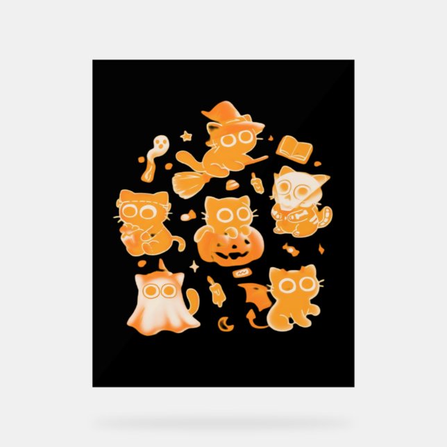 Spooky Kittens Classic T - Shirt Acrylschild (Vorderseite)