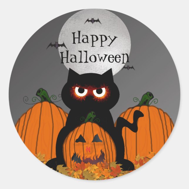 Spooky Kitty Halloween Stickers (Vorderseite)