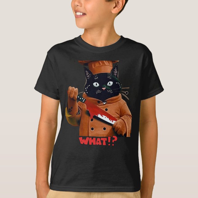 Spooky Koch Katze "Was?" Halloween Kids-T - Shirt (Vorderseite)
