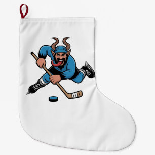Spooky Krampus Eishockey Sport Großer Weihnachtsstrumpf