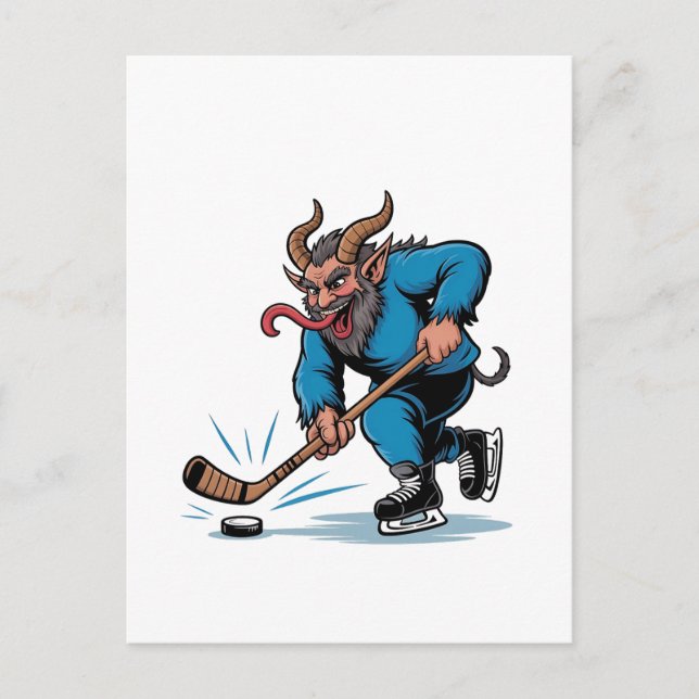Spooky Krampus Eishockey Weihnachten spielen (Vorderseite)