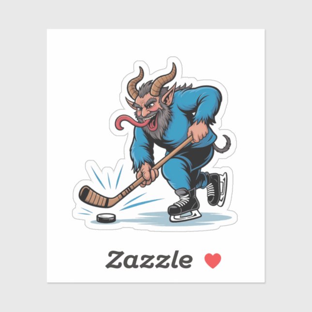 Spooky Krampus Eishockey Weihnachten spielen Aufkleber (Blatt)
