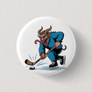 Spooky Krampus Eishockey Weihnachten spielen Button
