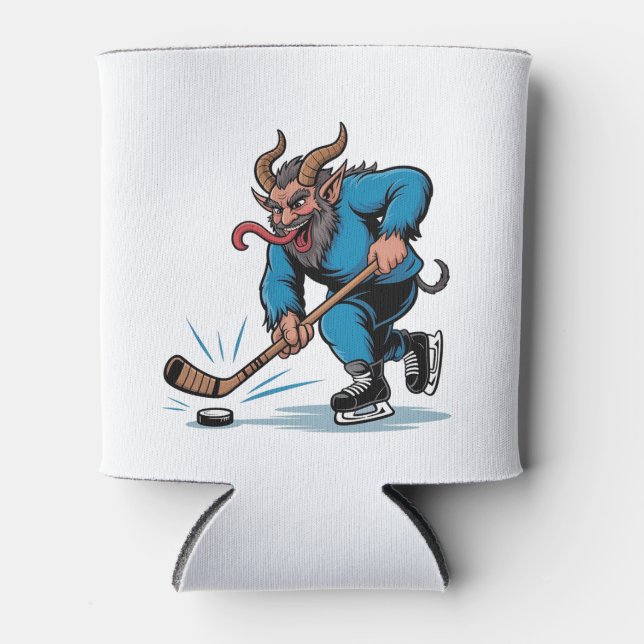 Spooky Krampus Eishockey Weihnachten spielen Dosenkühler (Vorderseite)