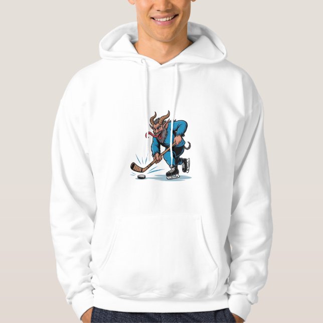 Spooky Krampus Eishockey Weihnachten spielen Hoodie (Vorderseite)