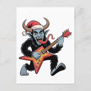 Spooky Krampus Gitarre Electric Rock Weihnachten Einladungspostkarte
