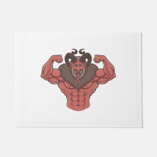 Spooky Krampus Weihnachten Flexing Muscle Fitness Fußmatte