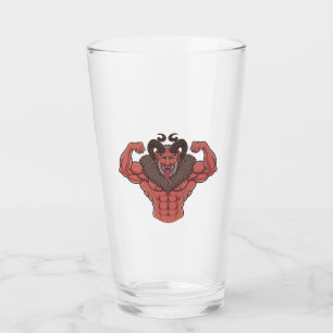 Spooky Krampus Weihnachten Flexing Muscle Fitness Glas