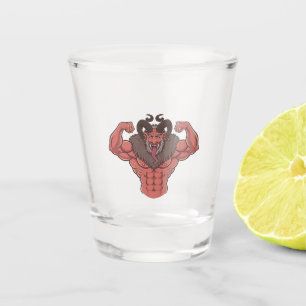 Spooky Krampus Weihnachten Flexing Muscle Fitness Schnapsglas
