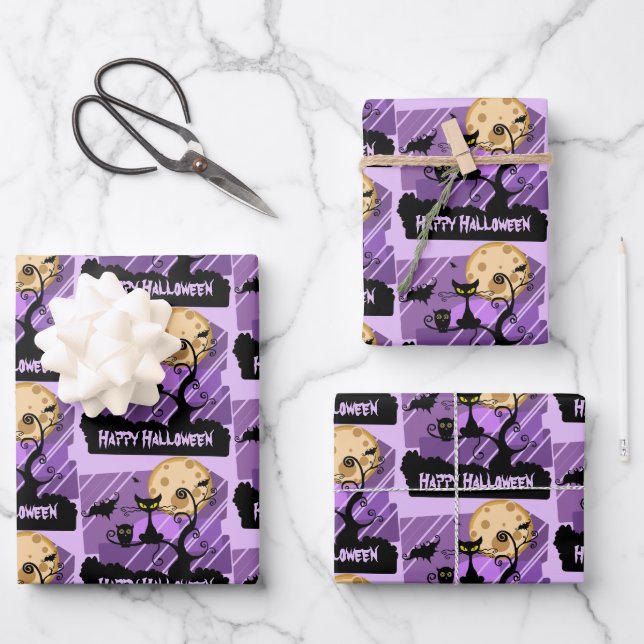 Spooky Kreaturen Halloween Wrapping Paper Sheets Geschenkpapier Set (Vorderseite)