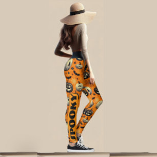 Spooky Kürbislaternen Orange Pumpkin Spider Web Leggings