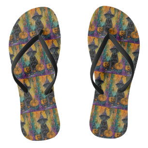 Spooky Labrador Hund Halloween Hexe und Pumpkin Flip Flops