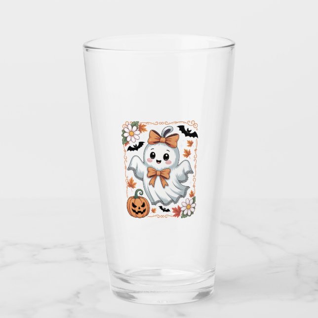 Spooky Lace Ghost Halloween Glas (Vorderseite)