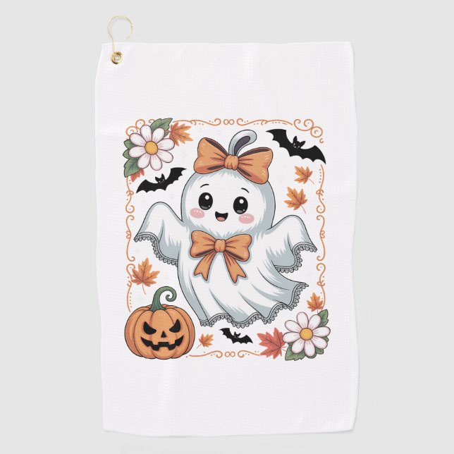 Spooky Lace Ghost Halloween Golfhandtuch (Vorderseite)