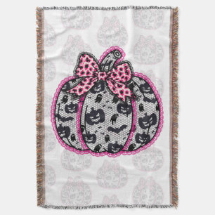 Spooky Lace Halloween Pumpkin Coquette Decke