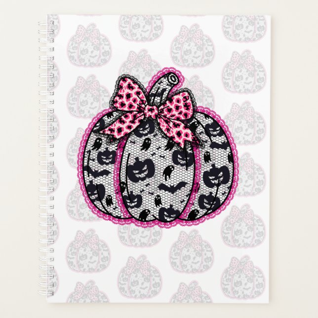 Spooky Lace Halloween Pumpkin Coquette Planer (Vorderseite)