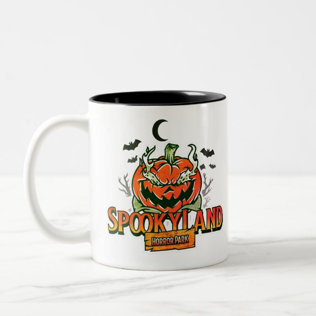 Spooky Land Horror Park Zweifarbige Tasse (Links)