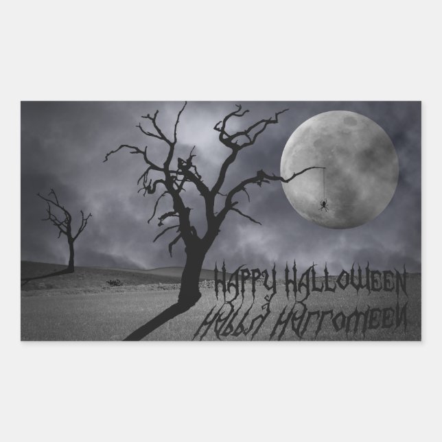 Spooky Landschaft Halloween Rechteckiger Aufkleber (Vorderseite)
