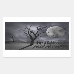 Spooky Landschaft Halloween Rechteckiger Aufkleber