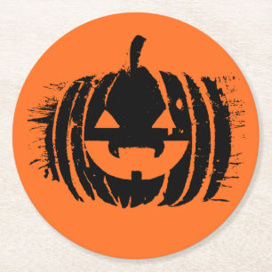 Spooky Laughing Pumpkin Head Halloween Runder Pappuntersetzer