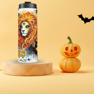 Spooky Leo Zodiac Halloween Geburtstagsgeschenk Thermosbecher