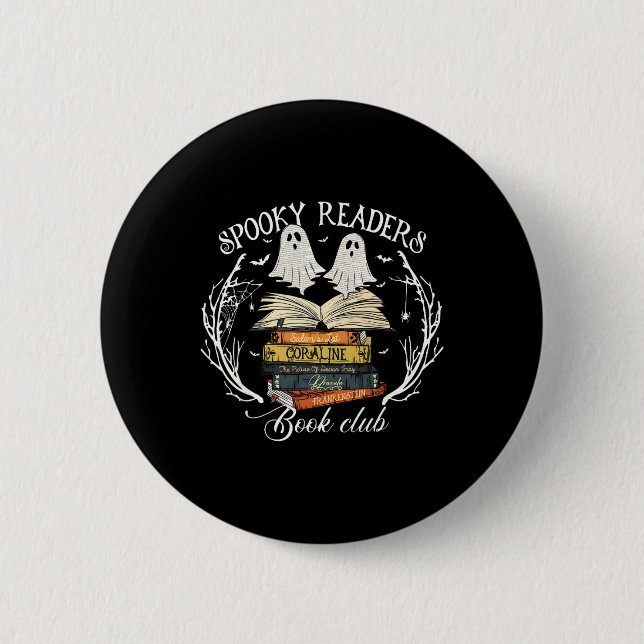 Spooky Leser Buch Club Lehrer Funny Ghost Happy Button (Vorderseite)