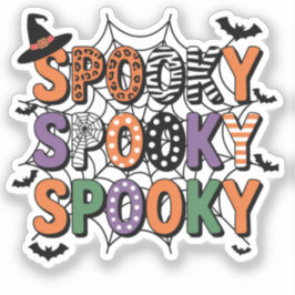 Spooky Lettering Hexenhut und Fledermäuse Hallowee Aufkleber