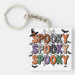 Spooky Lettering Hexenhut und Fledermäuse Hallowee Schlüsselanhänger