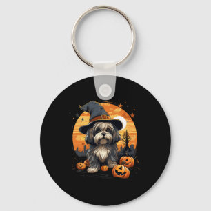 Spooky Lhasa Apso Dog Hexe Halloween Schlüsselanhänger