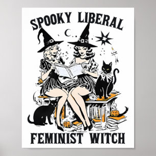 Spooky Liberal Feminist Hexe Halloween Bibliotheka Poster