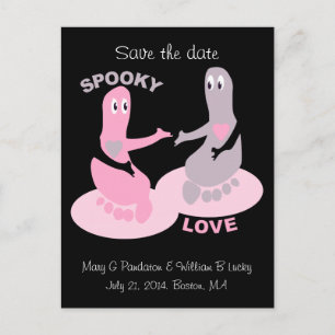 Spooky Liebe, Geisterfüße, Save the Date Ankündigungspostkarte