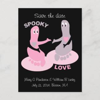 Spooky Liebe, Geisterfüße, Save the Date Ankündigungspostkarte