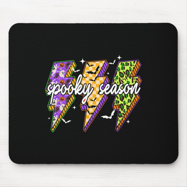 Spooky Lightning Bolt Funny Halloween Spooky Seaso Mousepad (Vorne)