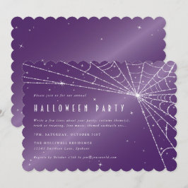 Spooky Lila Diamond Spider Web-Halloween-Party Einladung