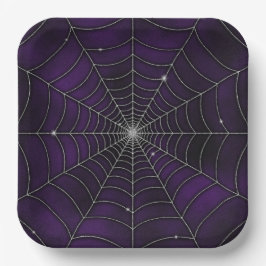 SPOOKY LILA HALLOWEEN SPIDER WEB PAPPTELLER