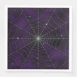 SPOOKY LILA SILVER HALLOWEEN SPIDER WEB SERVIETTE