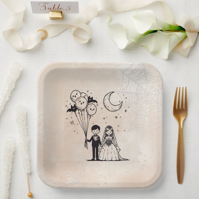 Spooky Little Couple Pappteller (Hochzeit)