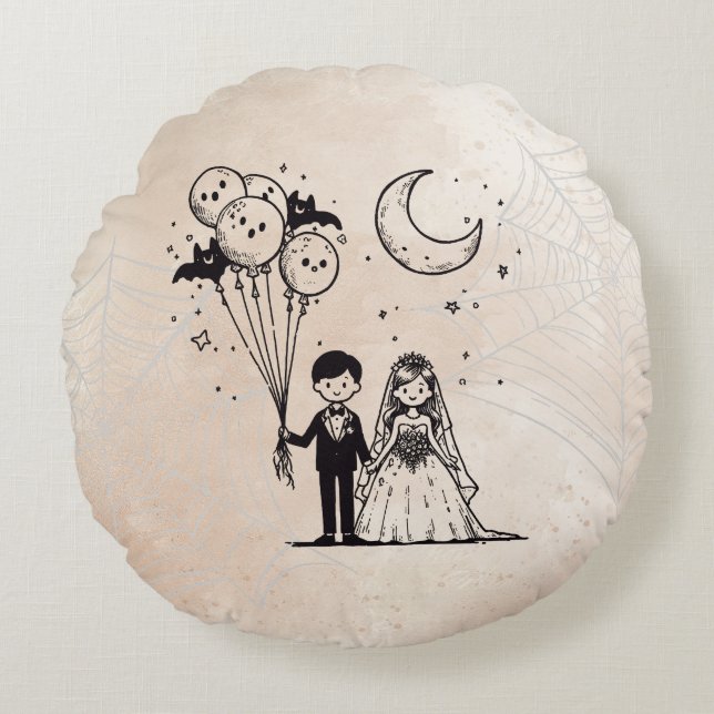 Spooky Little Couple Rundes Kissen (Vorderseite)