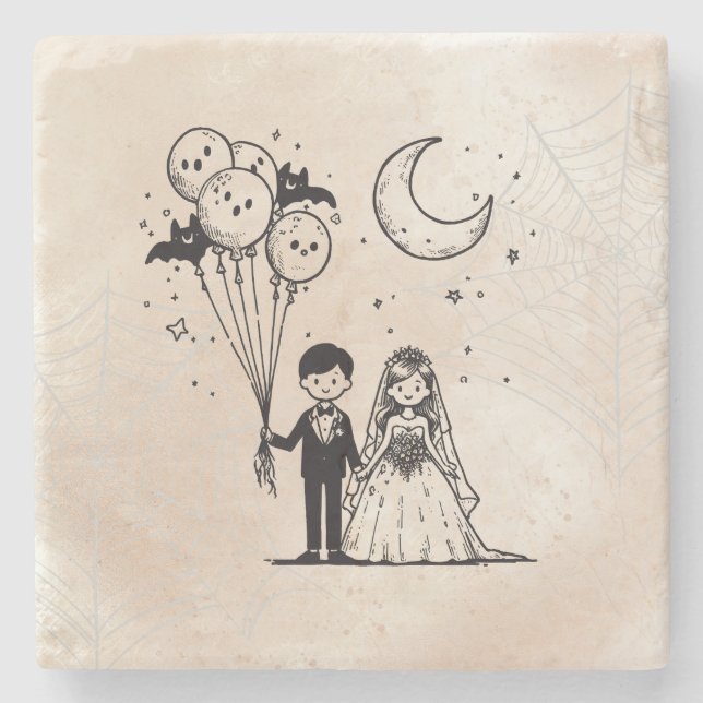 Spooky Little Couple Steinuntersetzer (Vorderseite)