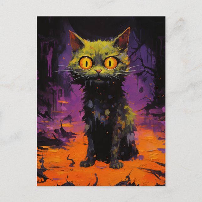 Spooky Little Halloween Cat Postkarte (Vorderseite)