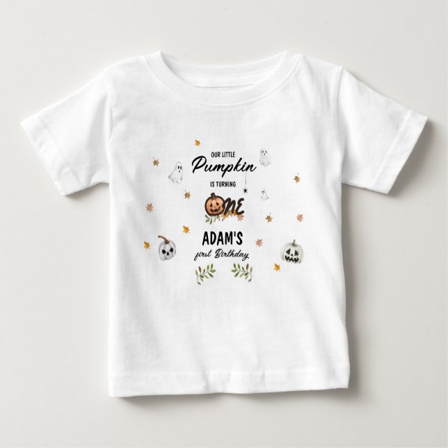 Spooky Little Pumpkin First Birthday Baby T-shirt (Vorderseite)