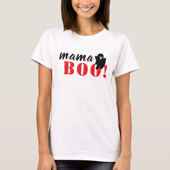 Spooky Mama Boo Black Halloween T - Shirt (Vorderseite)