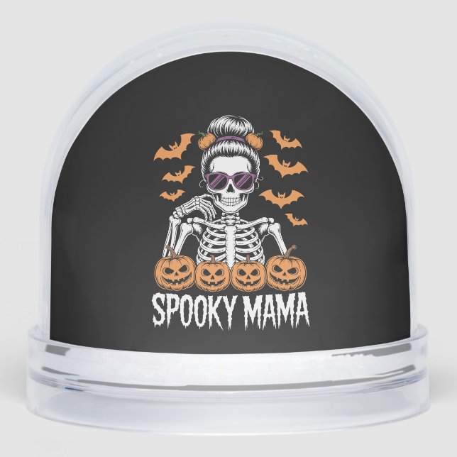 Spooky Mama Cool Halloween Skeleton Schneekugeln (Vorderseite)