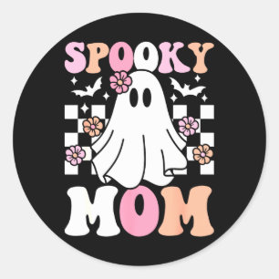 Spooky Mama Halloween Ghost Kostüm Retro Groovy Runder Aufkleber