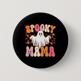 Spooky Mama Halloween Mama Ghost Kostüm Retro Groo Button