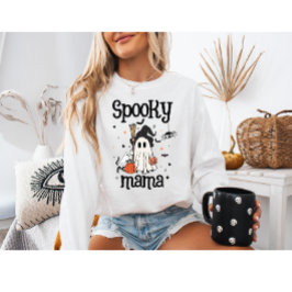 Spooky Mama Halloween - Niedlich Ghost & Cat Sweatshirt