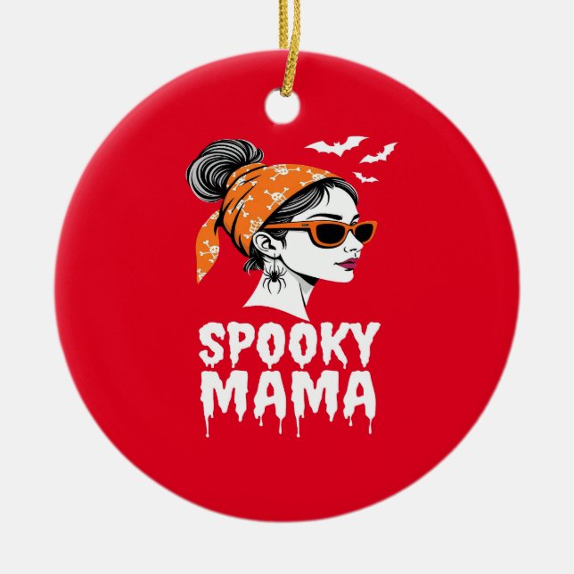 Spooky Mama Halloween Retro Design Keramik Ornament (Vorne)