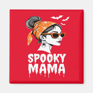 Spooky Mama Halloween Retro Design Magnet