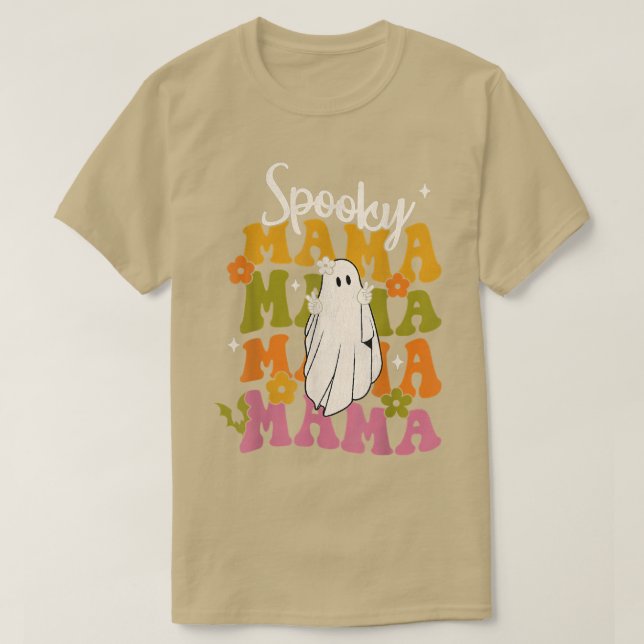 Spooky Mama Hippie Floral Ghost Retro Groovy Hallo T-Shirt (Design vorne)